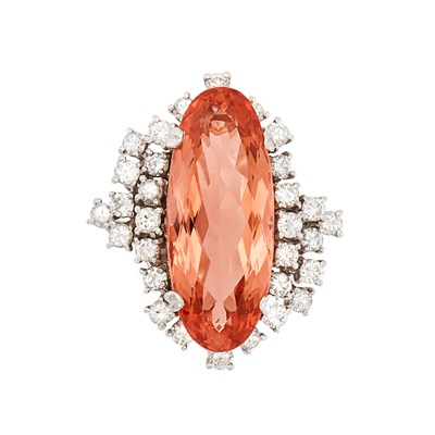 Lot 369 - White Gold, Topaz and Diamond Ring