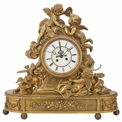Lot 255 - Louis XVI Style Gilt-Bronze Figural Mantel...