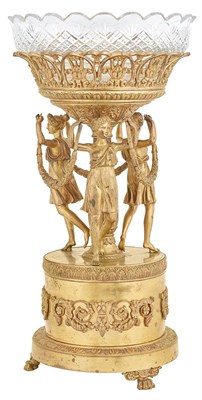 Lot 373 - Empire Style Gilt-Bronze and Cut Glass Figural...