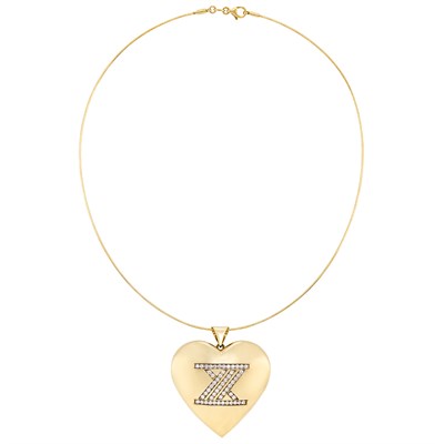 Lot 278 - Gold, Low Karat Gold and Diamond Heart Pendant-Necklace