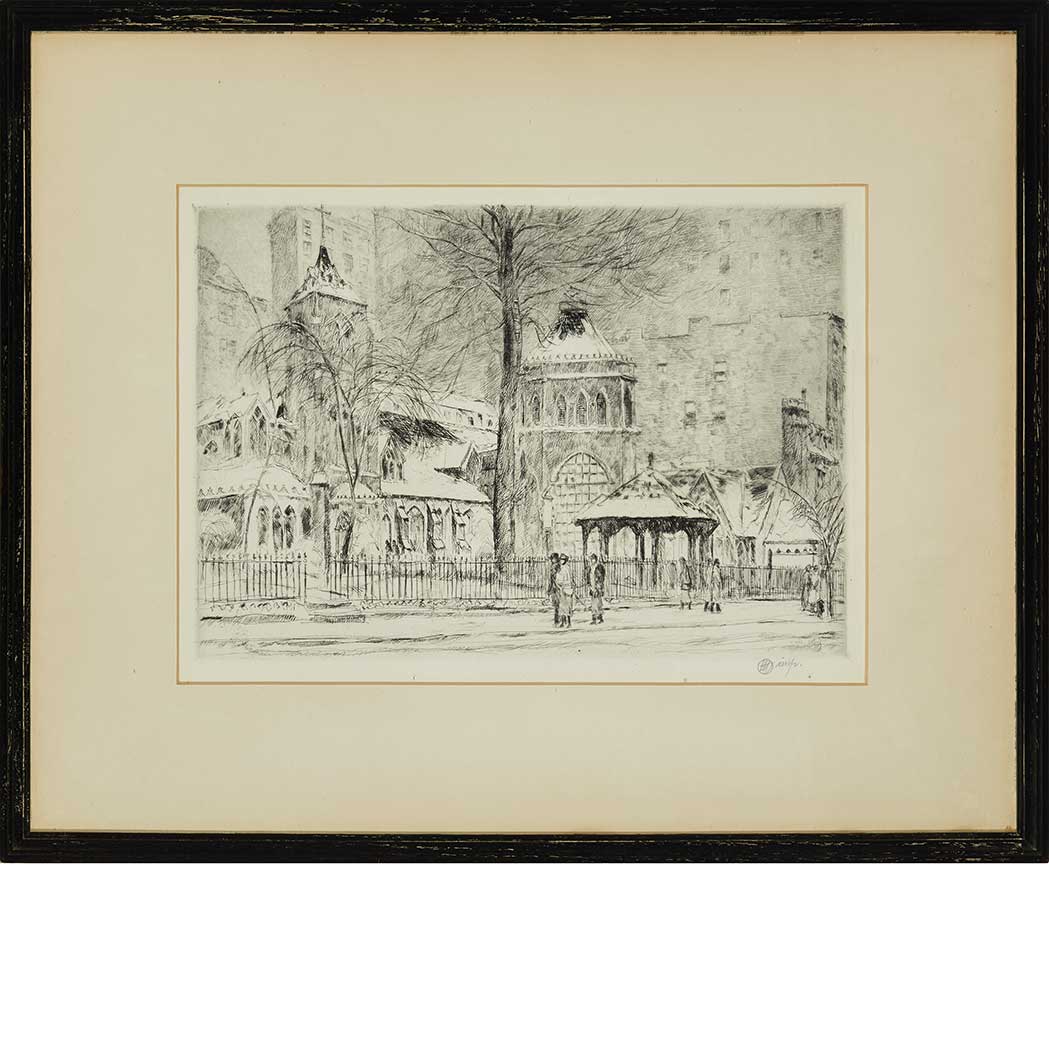 Lot 103 - Childe Hassam THE LITTLE CHURCH AROUND THE...