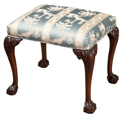 Lot 450 - George II Style Upholstered Mahogany Stool...