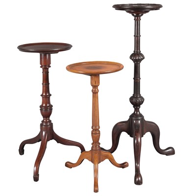 Lot 194 - Three Georgian Style Mahogany Candlestands...