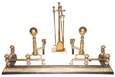 Lot 312 - Group of Victorian and Later Brass Fireplace...