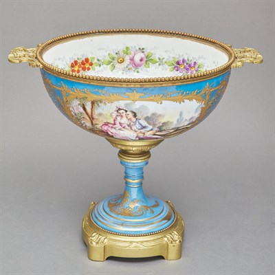 Lot 238 - Sevres Style Gilt-Metal Mounted Gilt and...