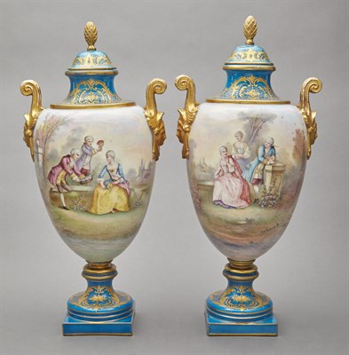 Lot 642 - Pair of Sevres Style Gilt and Polychrome...