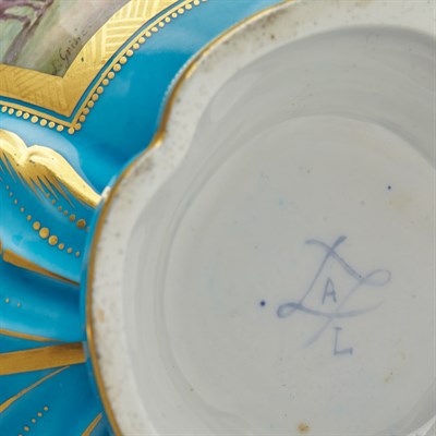 Lot 576 - Pair of Sevres Style Gilt and Polychrome...