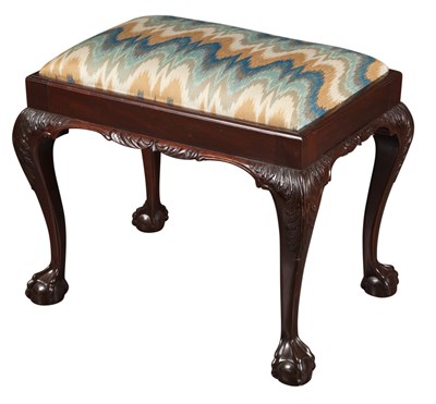 Lot 270 - George II Style Upholstered Mahogany Stool...