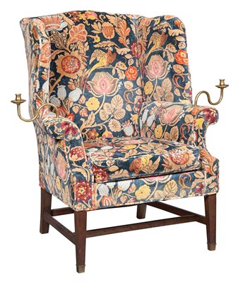 Lot 163 - George III Upholstered Mahogany Wing Armchair...