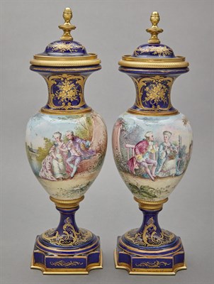 Lot 678 - Pair of Sevres Style Gilt-Metal Mounted...