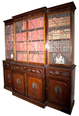 Lot 647 - George III Style Mahogany Breakfront Bookcase...