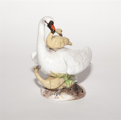 Lot 364 - Meissen Porcelain Figure Group of a White Swan...