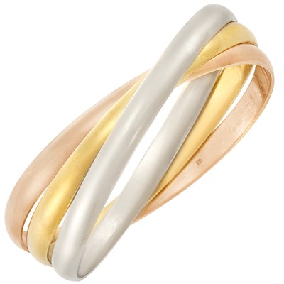 Lot 170 - Tricolor Gold 'Rolling' Bangle Bracelet, Cartier