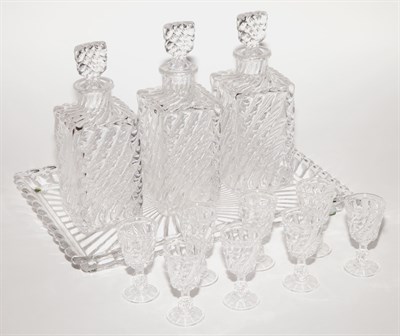 Lot 278 - Molded Glass Decanter Service Comprising three...