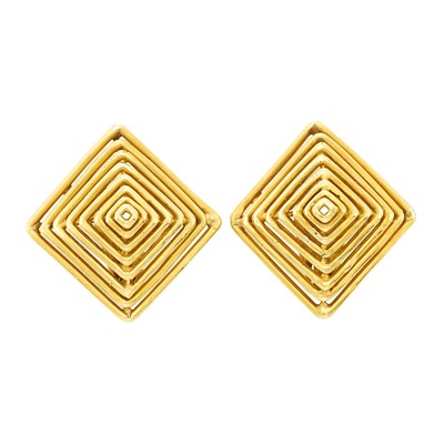 Lot 243 - Pair of Gold Pyramid Earclips