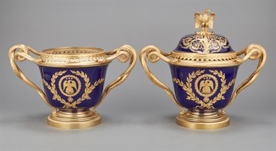 Lot 319 - Pair of Sevres Style Gilt-Metal Mounted Gilt...