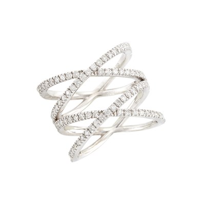 Lot 196 - White Gold and Diamond Crossover Ring