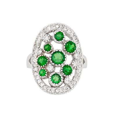 Lot 183 - White Gold, Tsavorite Garnet and Diamond Ring