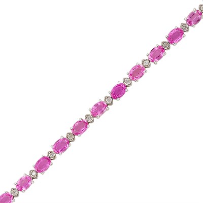 Lot 158 - White Gold, Pink Sapphire and Diamond Bracelet