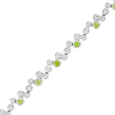 Lot 147 - White Gold, Demantoid Garnet and Diamond Bracelet