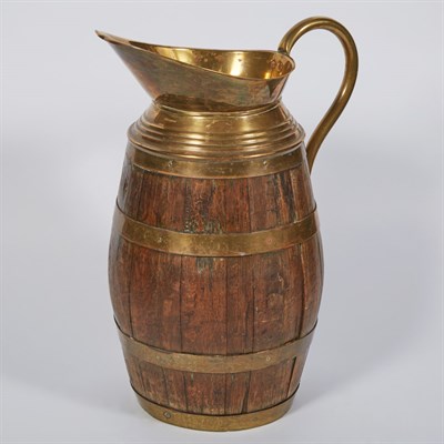 Lot 440 - Brass Mounted Wood Pitcher Height 20 3/4 inches.
