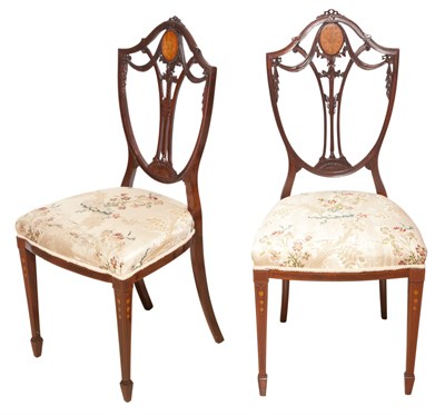 Lot 349 - Pair of Edwardian Marquetry Inlaid Carved...