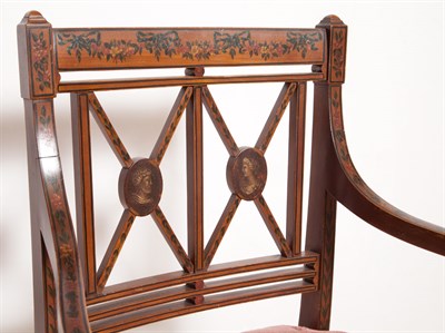 Lot 441 - Edwardian Painted Satinwood Open Armchair
