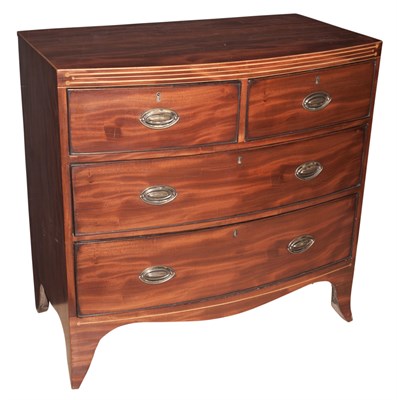 Lot 223 - Regency Style Inlaid Mahogany Bow Front Chest...