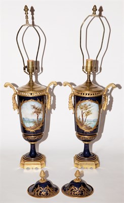 Lot 338 - Pair of Sevres Style Gilt-Metal Mounted Gilt...