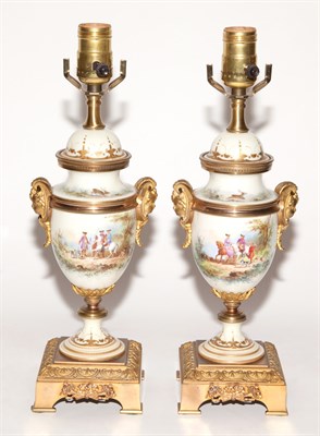 Lot 359 - Pair of Sevres Style Gilt-Metal Mounted Gilt...