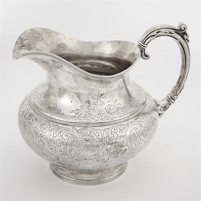 Lot 212 - Durgin Sterling Silver Water Pitcher Of squat...
