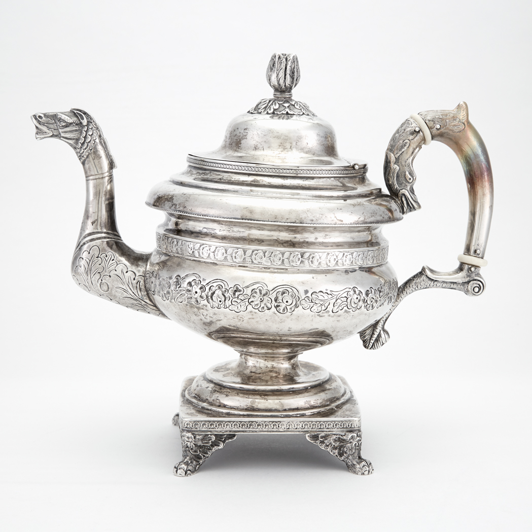 Lot 300 - American Silver Teapot Apparently unmarked,...