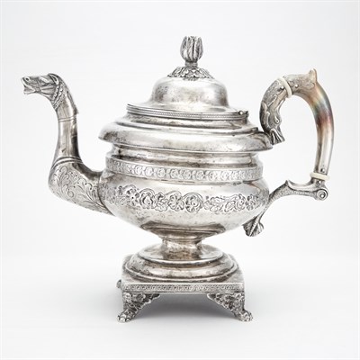 Lot 300 - American Silver Teapot Apparently unmarked,...
