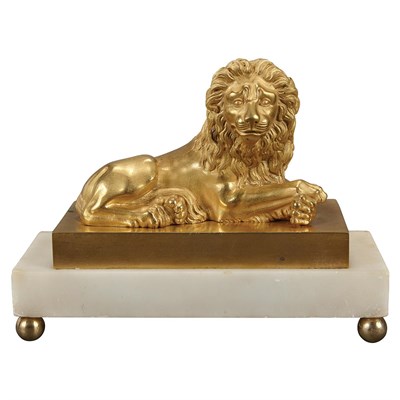 Lot 216 - Regency Gilt-Bronze Model of a Seated Lion...