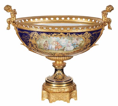 Lot 299 - Sevres Style Gilt-Metal Mounted and Gilt...