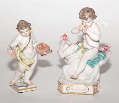 Lot 363 - Two Meissen Porcelain Figures of Putti Height...