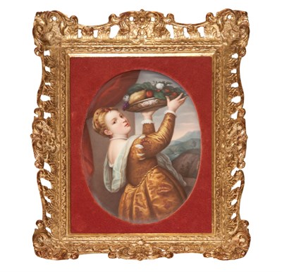 Lot 600 - KPM Style Porcelain Plaque Sight height 9...