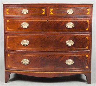 Lot 195 - George III Inlaid Mahogany Bow Front Chest of...