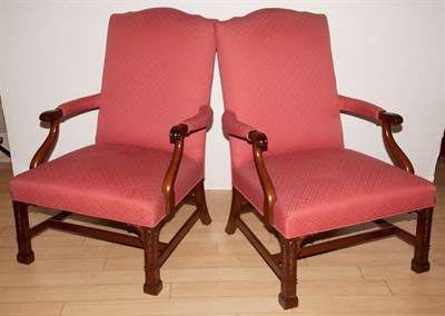 Lot 667 - Pair of George III Style Upholstered Mahogany...