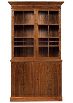 Lot 140 - Pair of Ebony Inlaid Walnut Bookcase Cabinets...