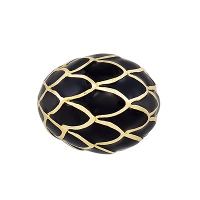 Lot 300 - Gold and Black Enamel Dome Ring, David Webb