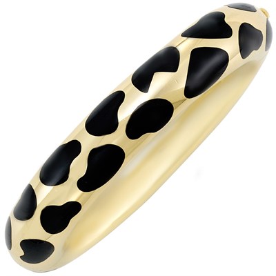 Lot 395 - Gold and Black Onyx Bangle Bracelet, Tiffany & Co.