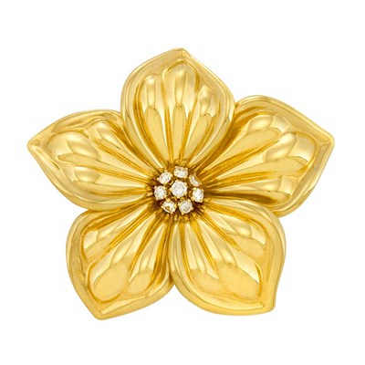 Lot 248 - Gold and Diamond 'Diana' Flower Brooch, Van Cleef & Arpels