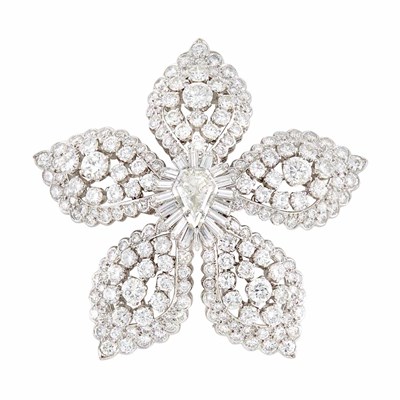 Lot 441 - Platinum and Diamond Pendant Clip-Brooch, Van Cleef & Arpels