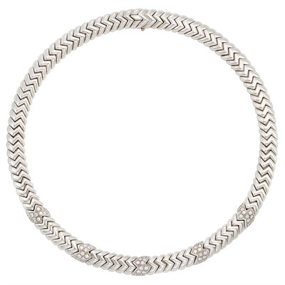 Lot 438 - White Gold and Diamond 'Spiga' Necklace, Bulgari