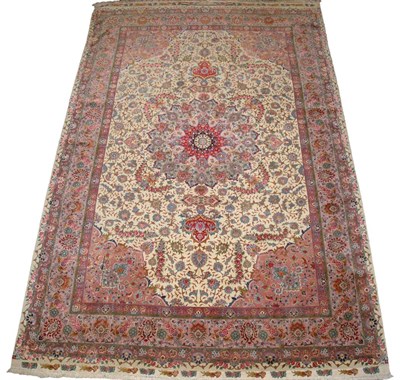 Lot 712 - Kurk Wool and Silk Tabriz Carpet Northwest...