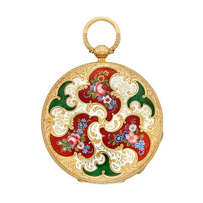 Lot 74 - Antique Gold and Enamel Hunting Case Pendant-Watch, Patek & Co., Retailed by TY & E.