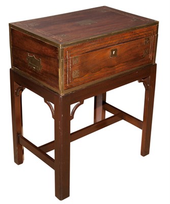Lot 347 - Georgian Brass Bound Lap Desk on Stand Height...