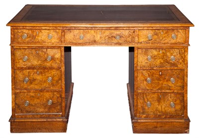 Lot 332 - English Walnut Double-Pedestal Desk Height 30...