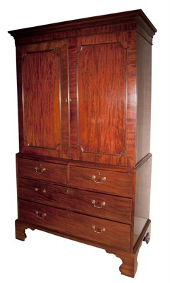Lot 130 - George III Mahogany Linen Press Height 6 feet...